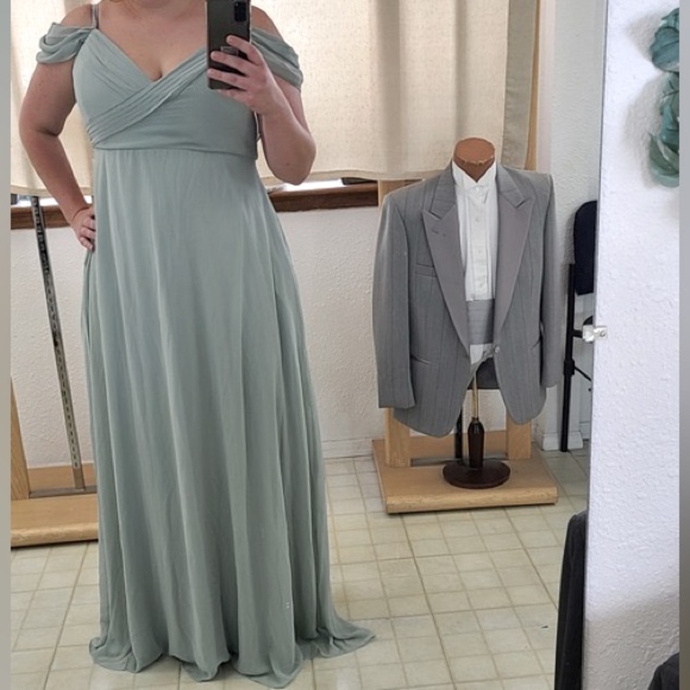 NWT Birdy Grey Dress SPENCE CONVERTIBLE DRESS CHIFFON SAGE Size 2X Formal Gown - Picture 7 of 7